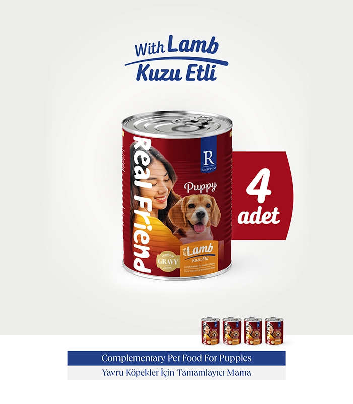 RF4013_Real Friend Puppy CIG Lamb_x4 Real Friend Yavru Köpek Yaş Maması Kuzu Etli Parça Etli Soslu 400 Gr - Görsel 1