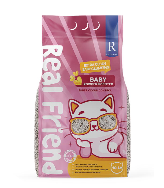 Real Friend Bebek Pudrası Kokulu Premium 0 Doğal Topaklanan Kedi Kumu 10 Lt Real Friend Bebek Pudrası Kokulu Premium %100 Doğal Topaklanan Kedi Kumu 10 Lt - Görsel 1