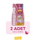 Real Friend Bebek Pudrası Kokulu Premium %100 Doğal Topaklanan Kedi Kumu 10 Lt x 2