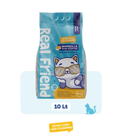 Real Friend Marsilya Sabun Kokulu Süper Premium %100 Doğal Kedi Kumu 10 Lt