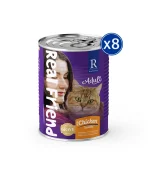 Real Friend Yetişkin Kedi Maması Tavuklu Parça Etli Soslu Konserve 400 Gr