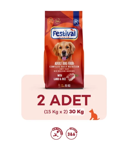 Festival Yetişkin Köpek Maması Kuzu Etli & Pirinçli - 15 Kg x 2