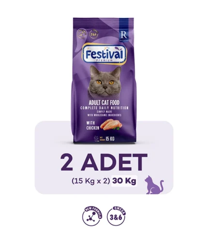 Festival Yetişkin Kedi Maması Tavuklu - 15 Kg x 2